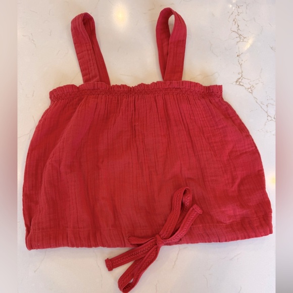 Pact Tops - Pact Adjustable Strap Organic Cotton Tied Front Cropped Tank / small